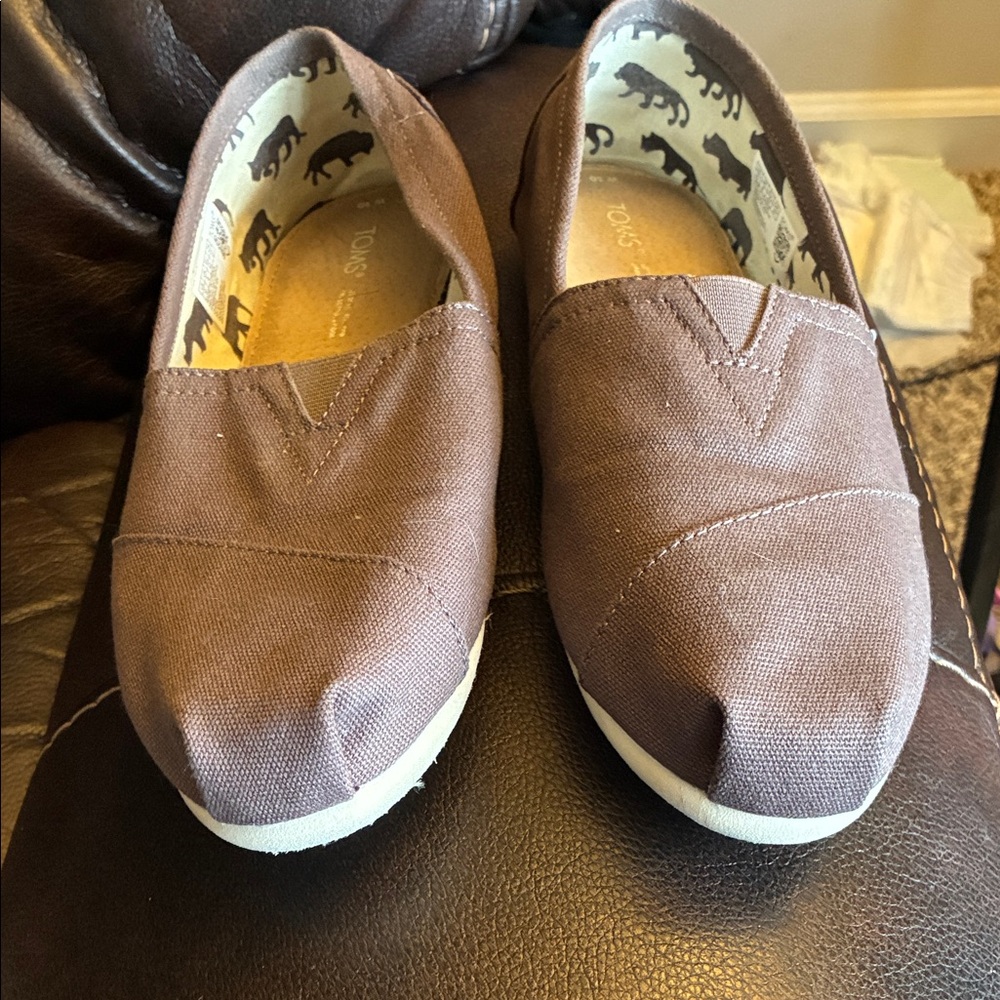 TOMS Brown Slip-On Canvas Shoes